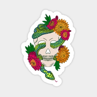 Floral Skull Snake - Deep Emerald Sticker